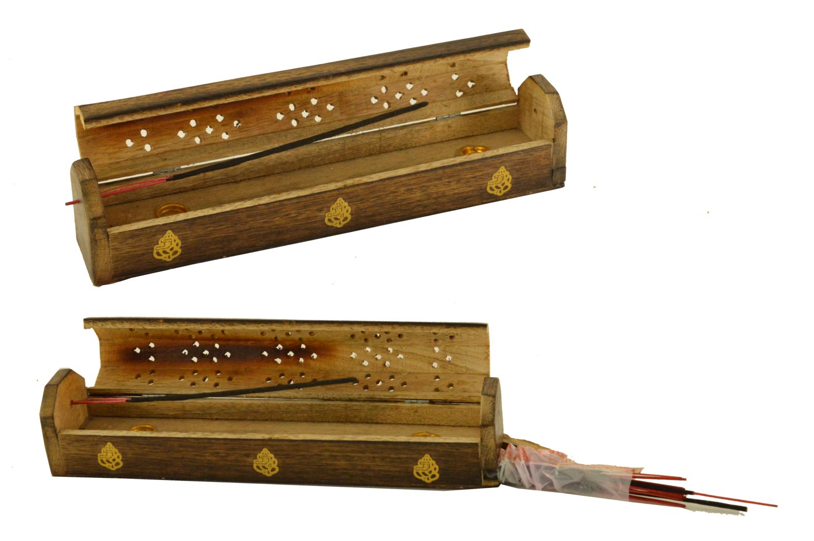 Porta incenso cofanetto in legno traforato