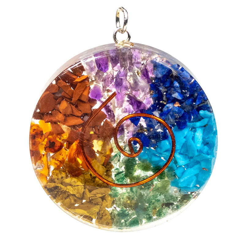 Collana con ciondolo in Orgonite 7 chakra