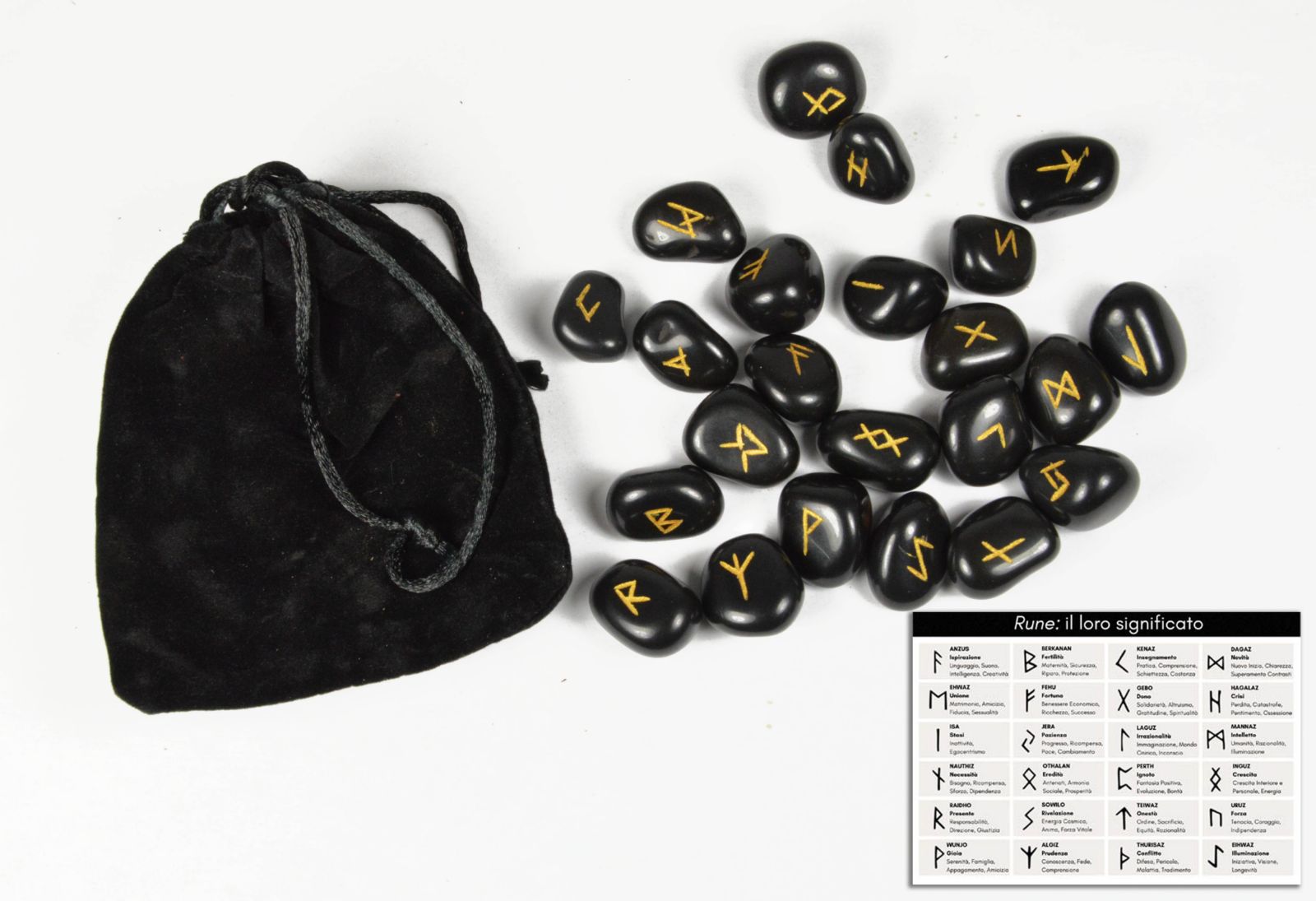 Rune in Agata Nera 20mm