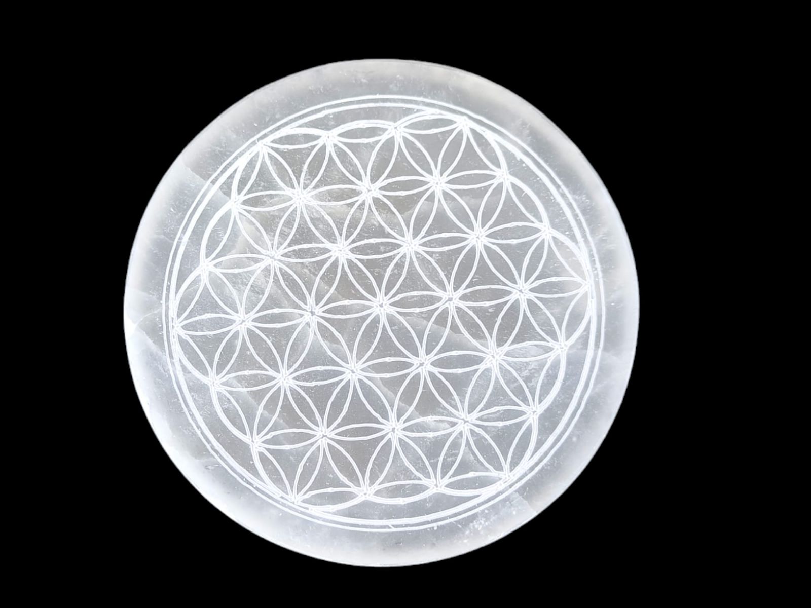 Piastra di ricarica Fiore della Vita in Selenite