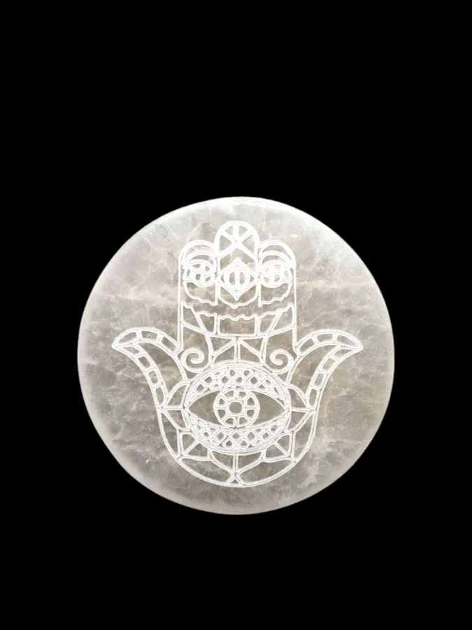 Piastra di ricarica Mano di Fatima in Selenite