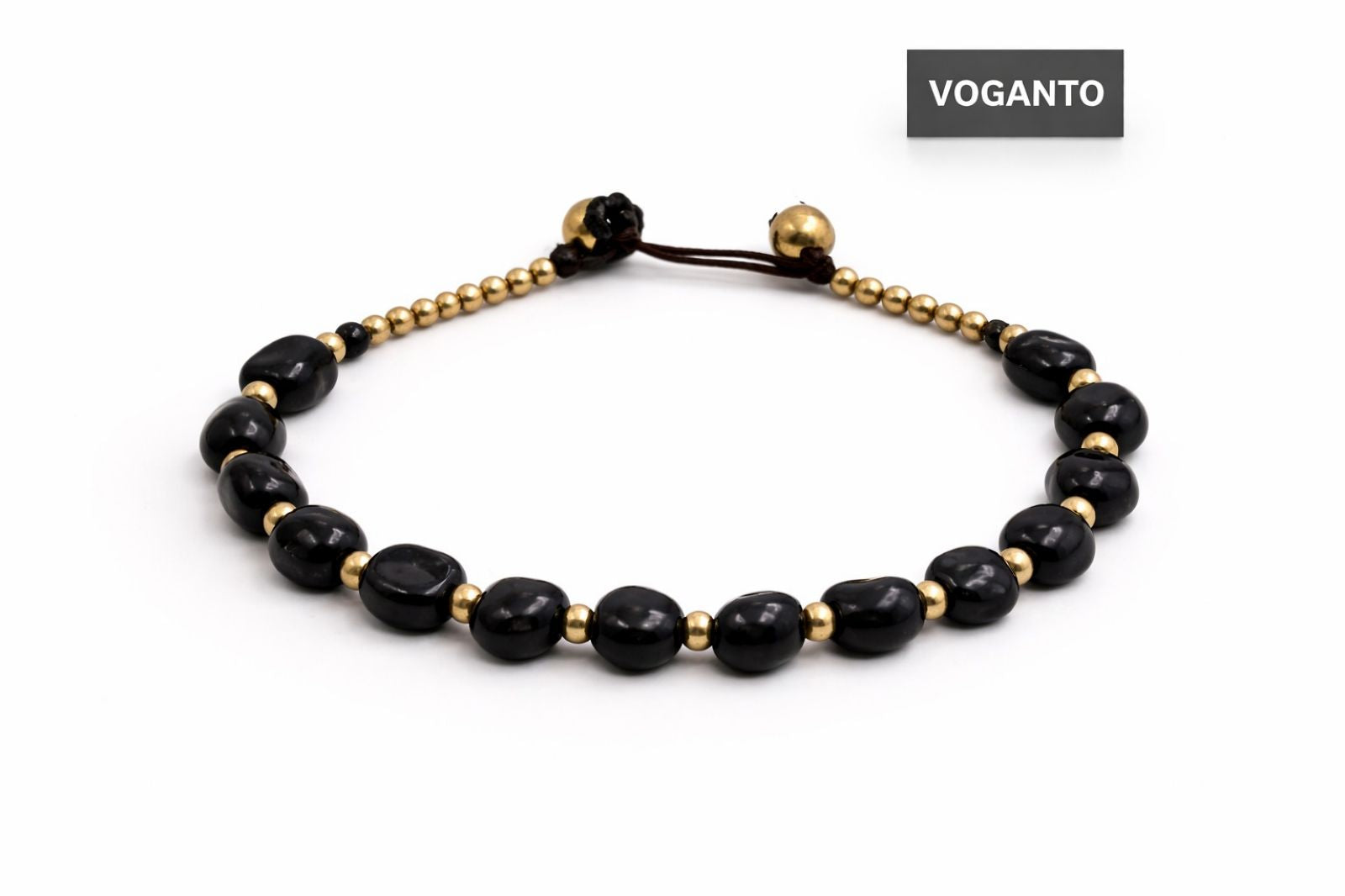 Bracciale in Ottone con Ossidiana Nera