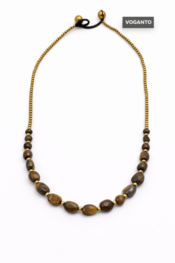 Collana  in Ottone con Occhio di Tigre