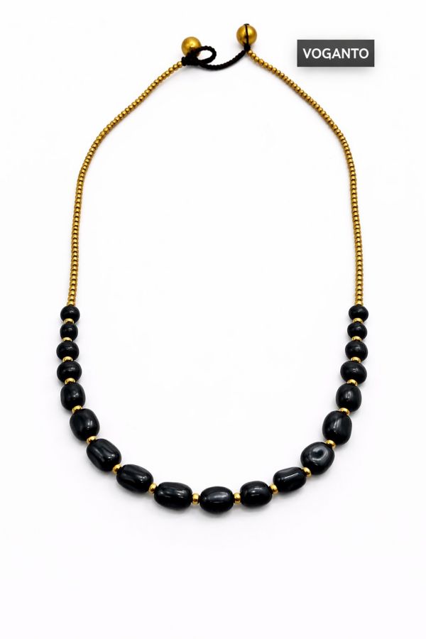 Collana in Ottone con Ossidiana Nera
