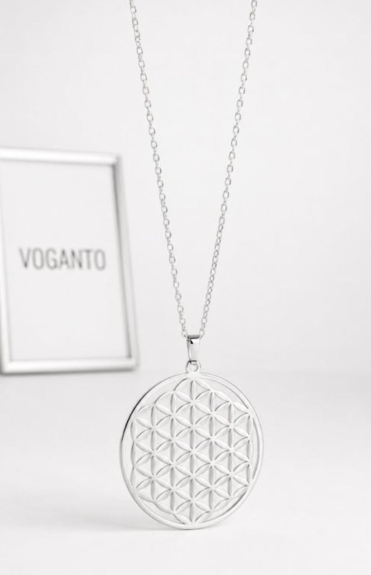 Collana in acciaio con ciondolo Fiore della Vita
