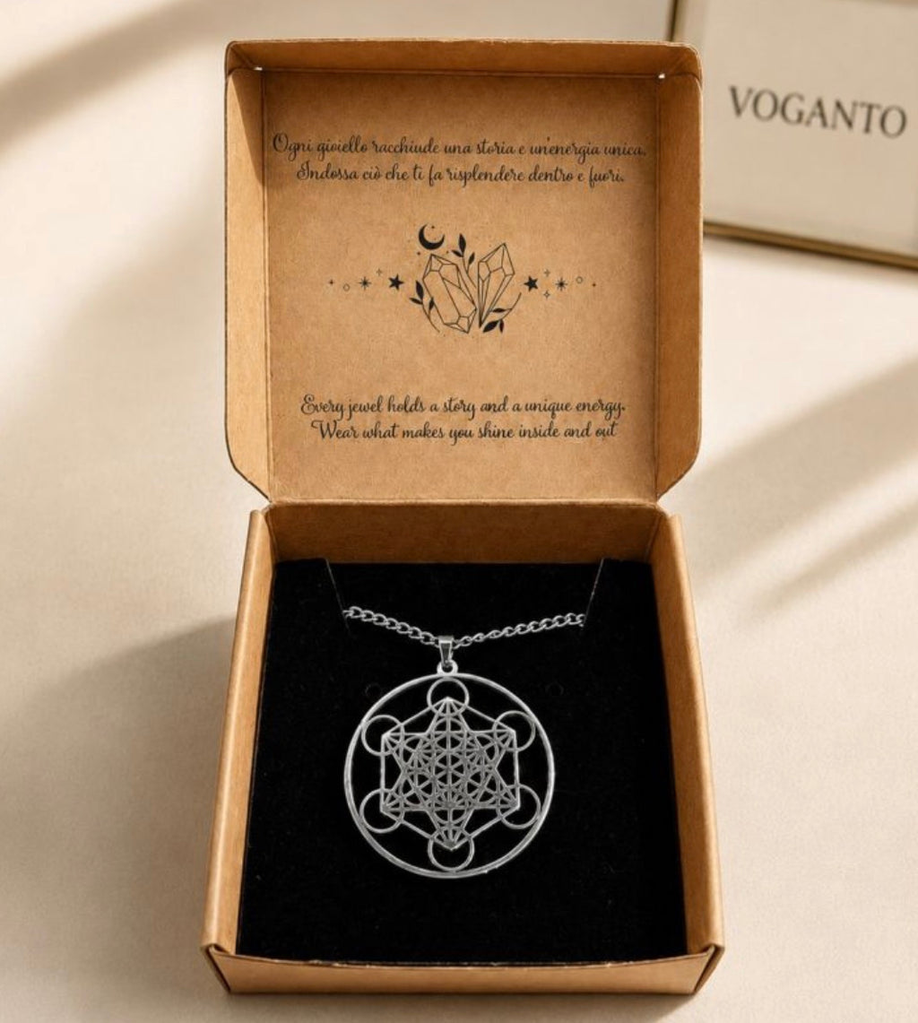 Collana in acciaio con ciondolo Metatron