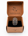 Anello in acciaio regolabile con Fiore della vita