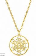 Collana in acciaio dorata con ciondolo Metatron