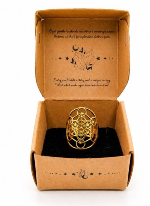 Anello in acciaio inossidabile dorato regolabile Metatron