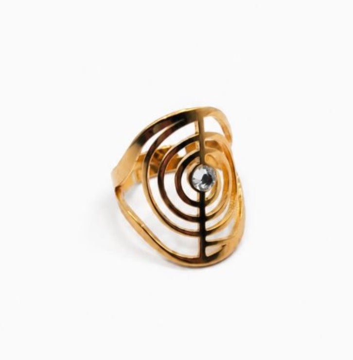 Anello in acciaio dorato regolabile Spirale