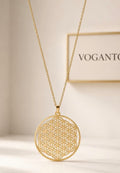 Collana in acciaio dorata con ciondolo Fiore della Vita
