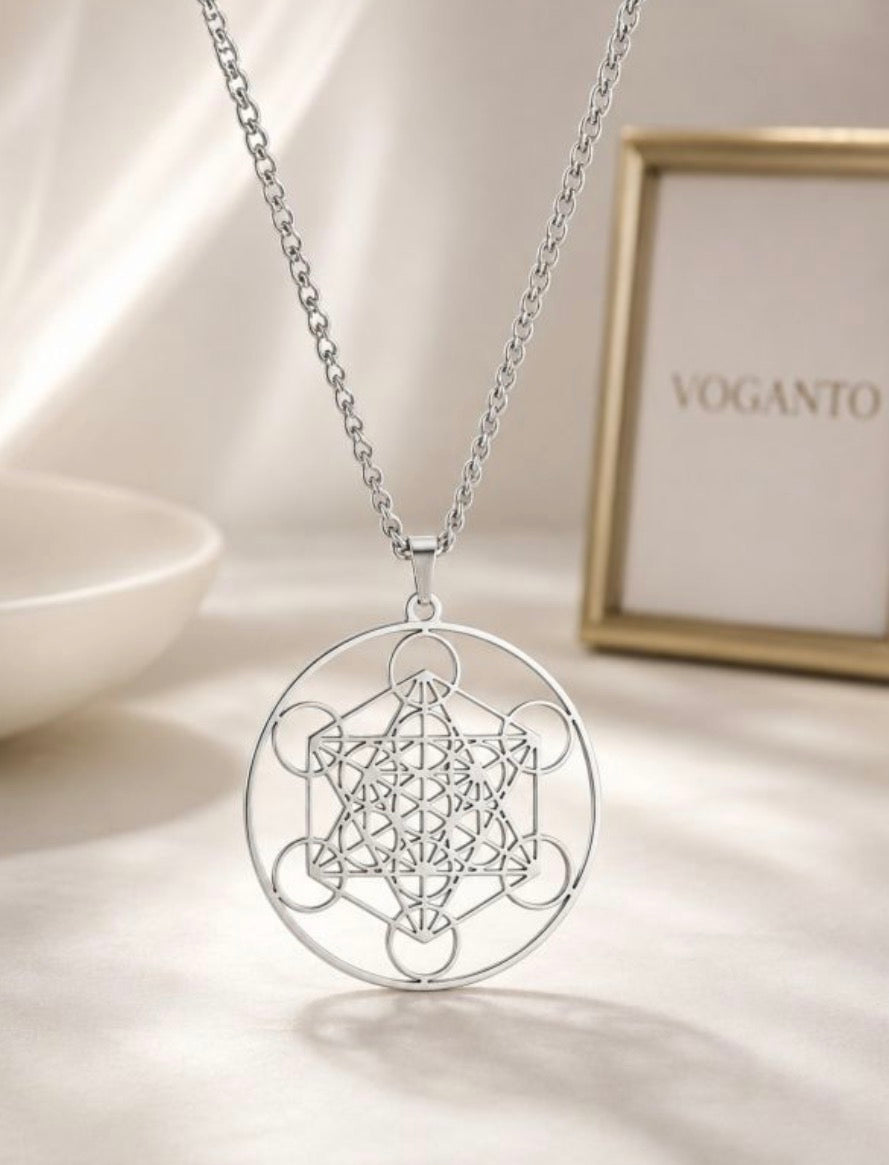 Collana in acciaio con ciondolo Metatron