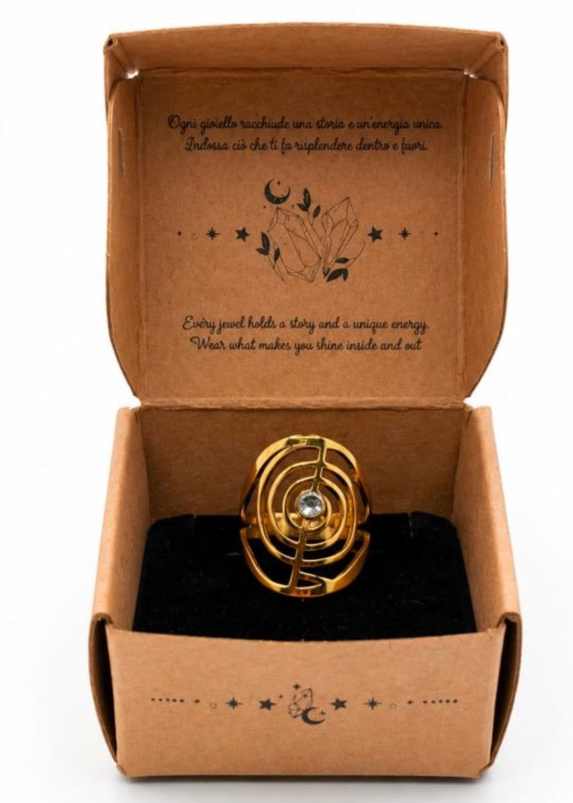 Anello in acciaio dorato regolabile Spirale