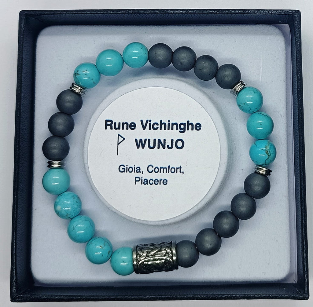 Bracciale rune WUNJO Turchese con Ematite