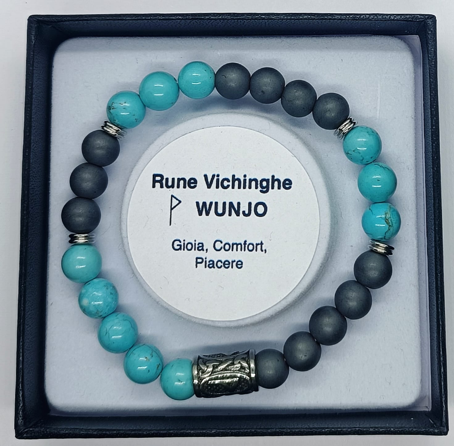 Bracciale rune WUNJO Turchese con Ematite