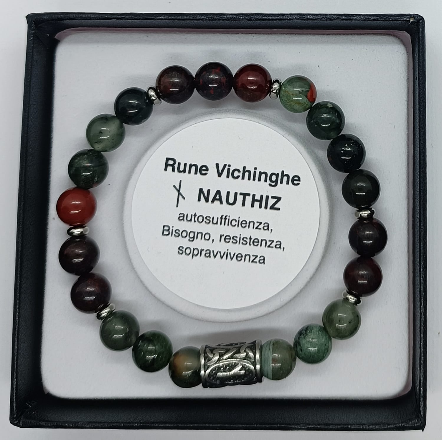 Bracciale rune NAUTHIZ Eliotropio