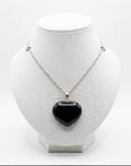 Collana con Pendente a Cuore in Ossidiana Nera e Catena in Acciaio Inox (60 cm)