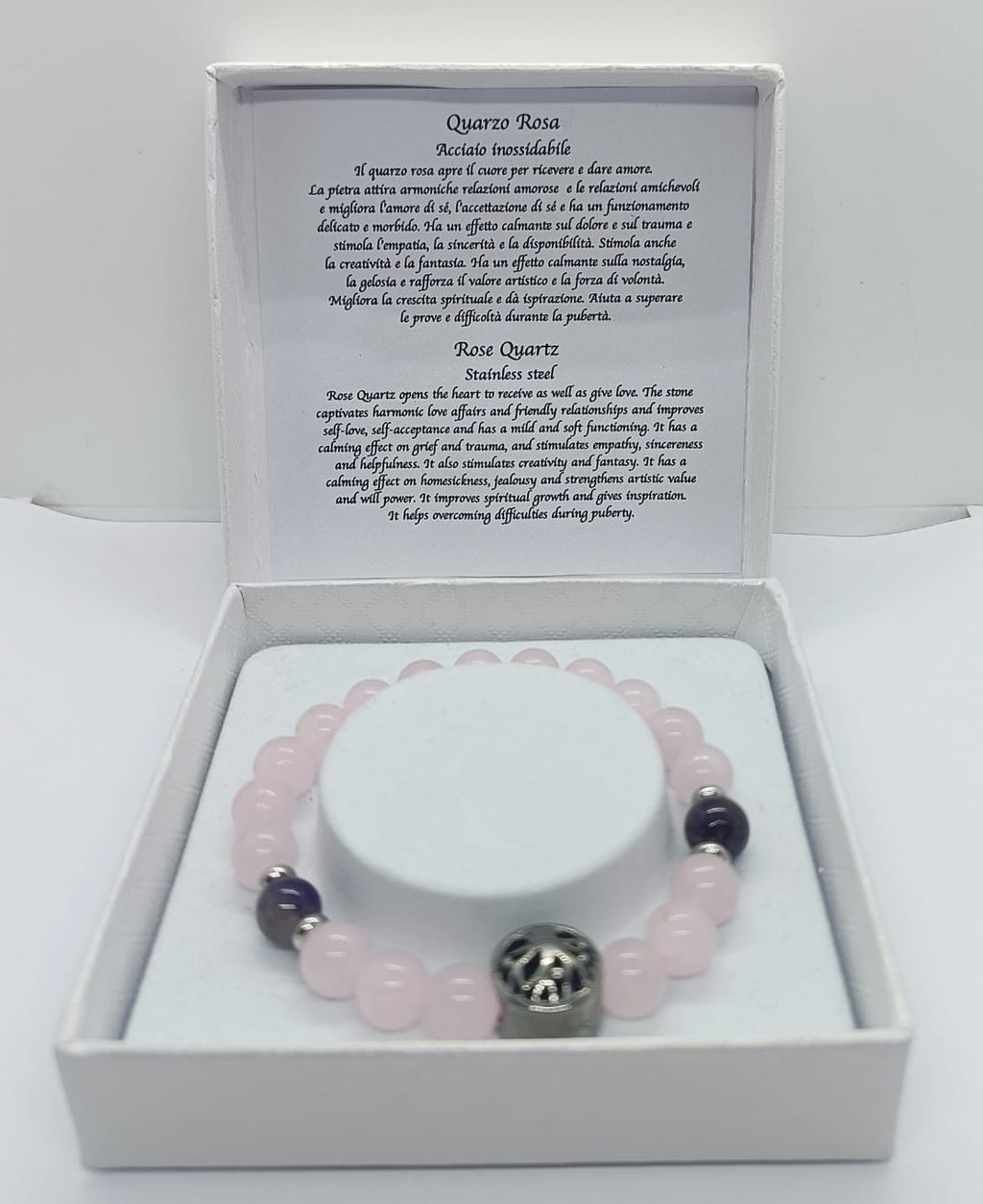 Bracciale in quarzo rosa