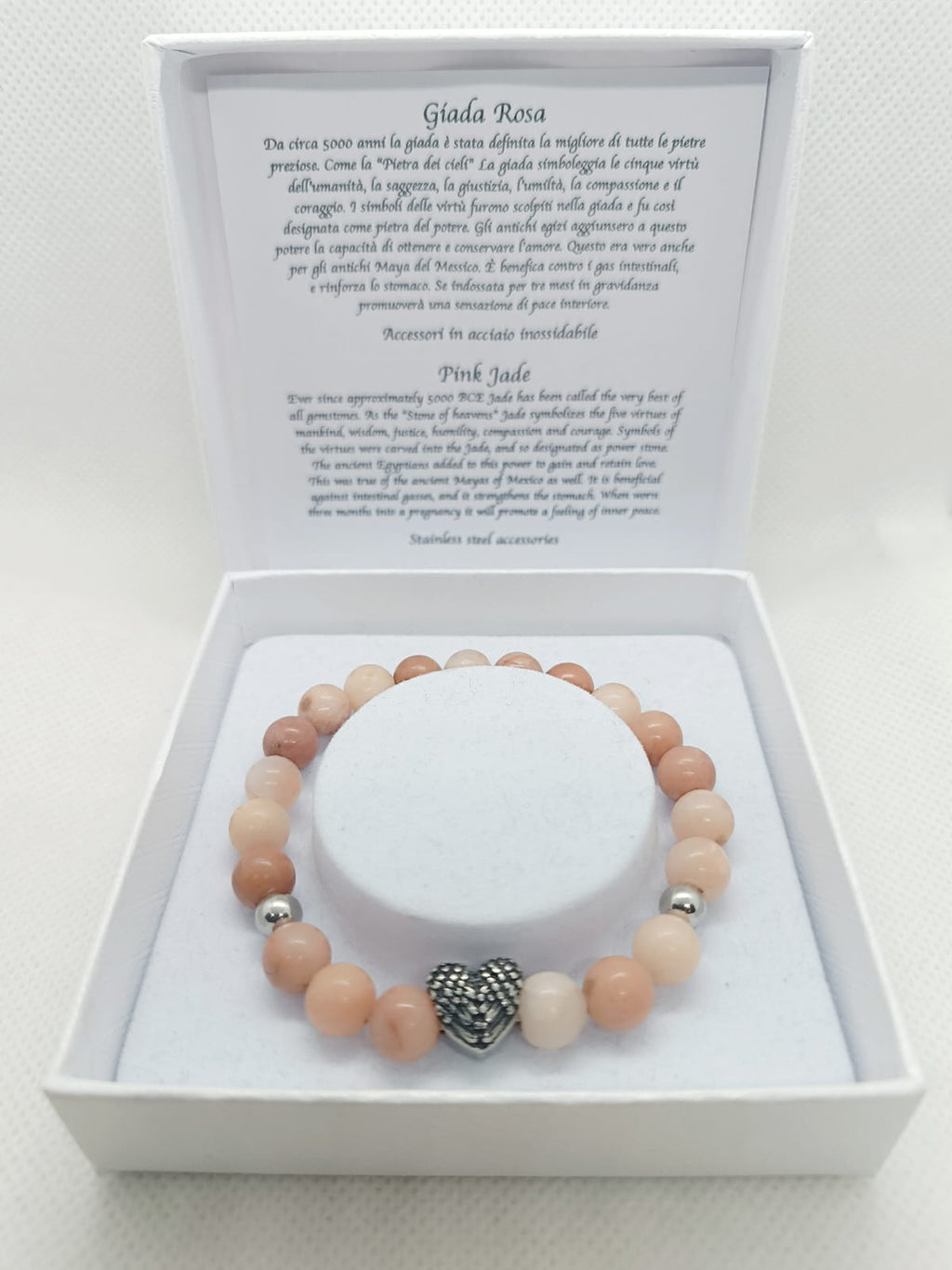 Bracciale in giada rosa