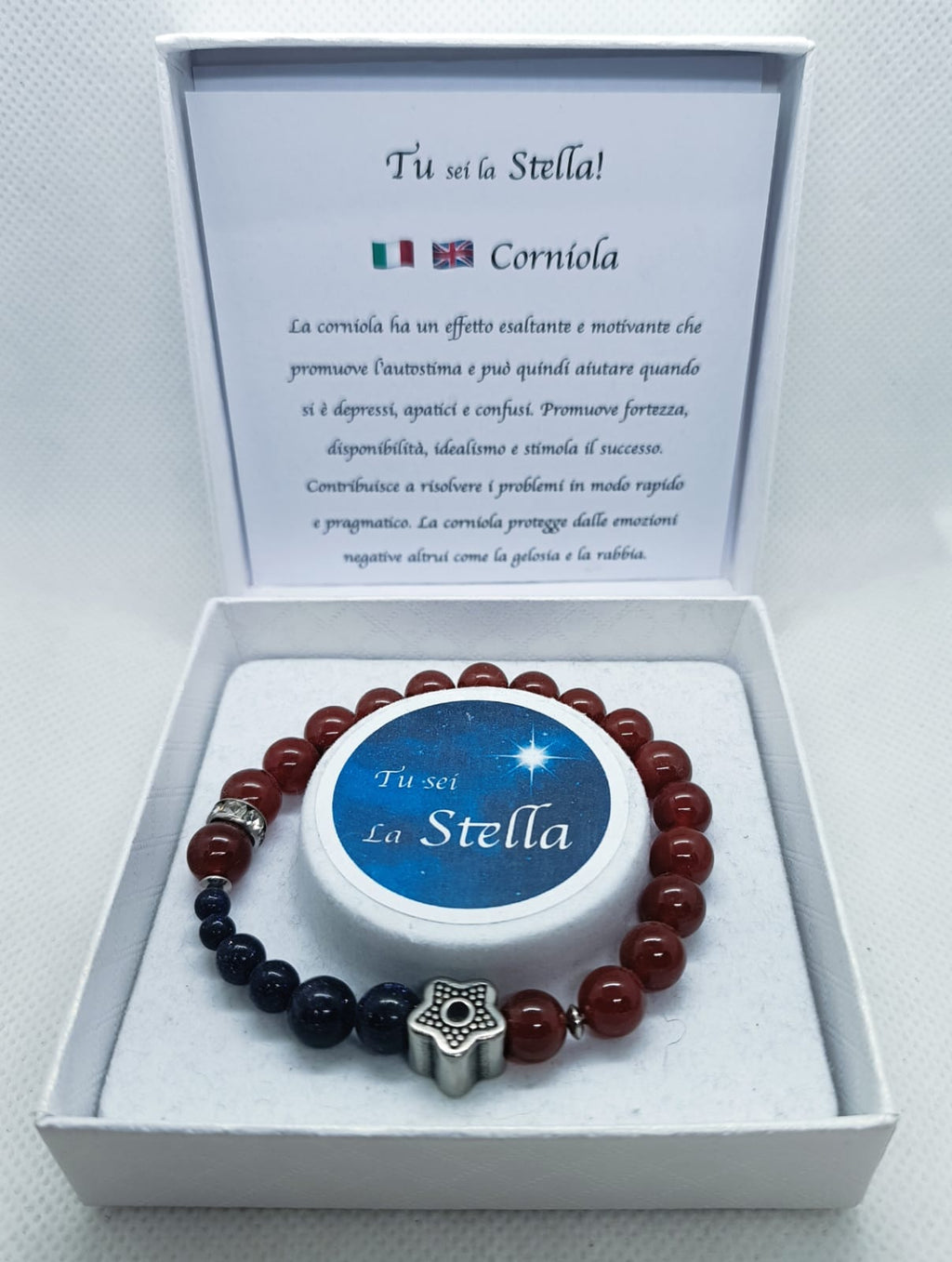 Bracciale in corniola e goldstone blu