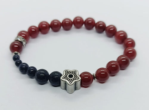 Bracciale in corniola e goldstone blu