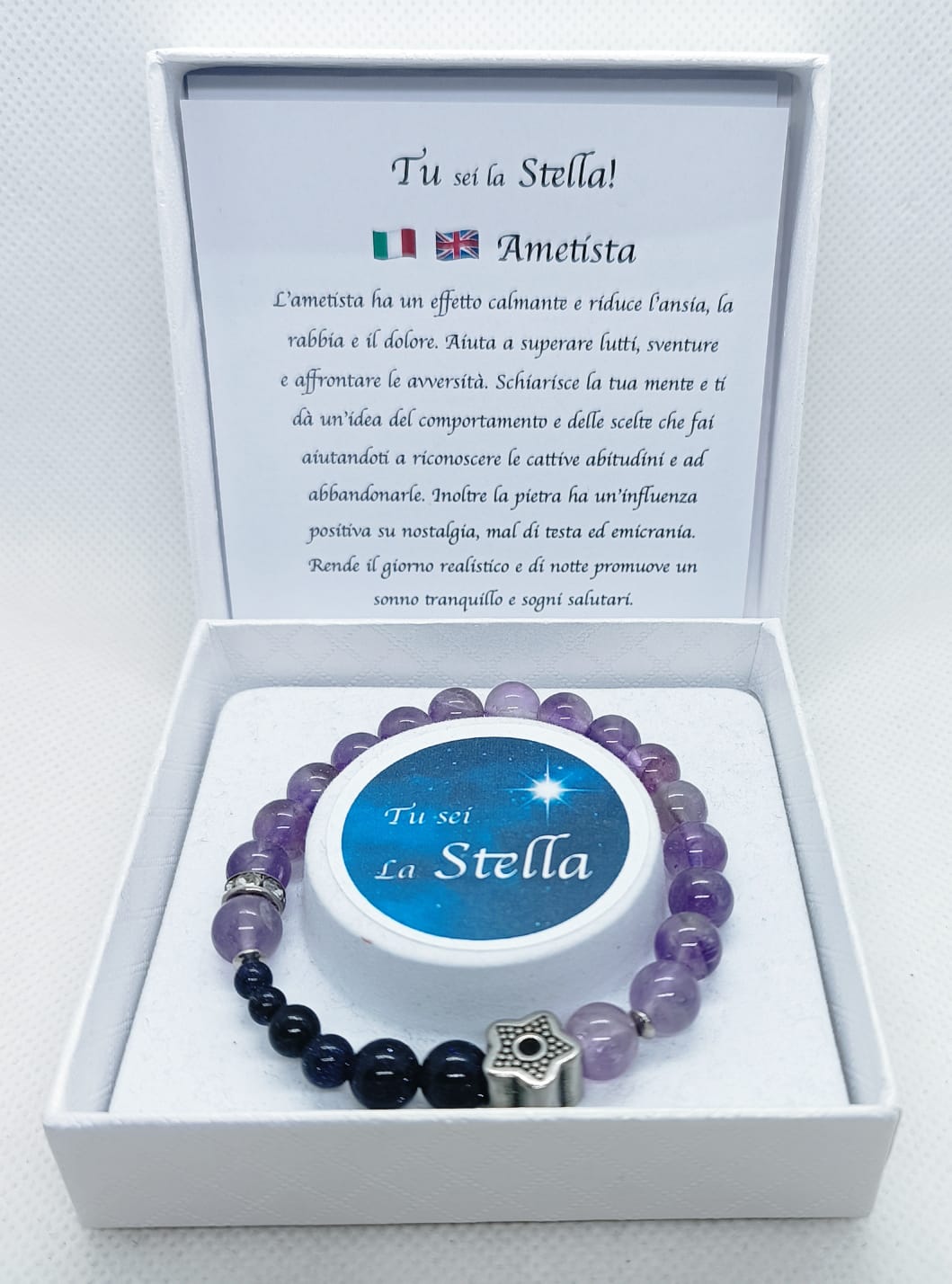 Bracciale in ametista e goldstone blu