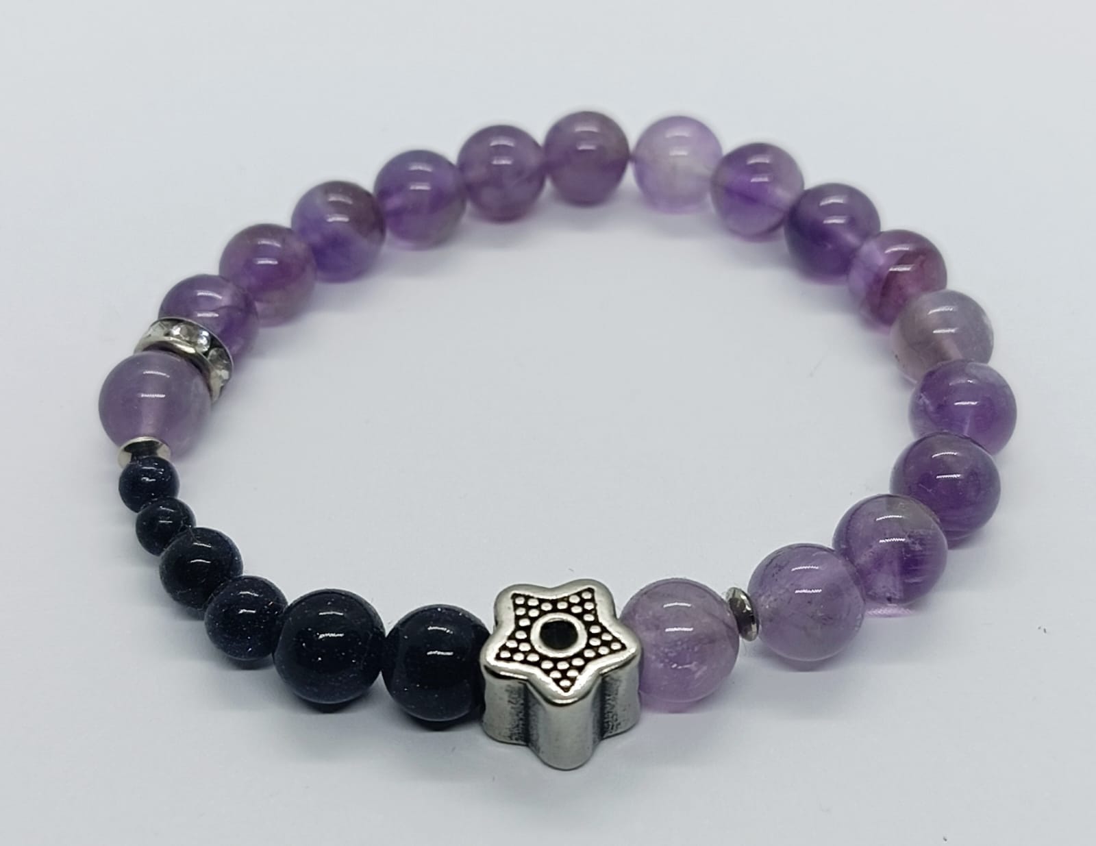 Bracciale in ametista e goldstone blu