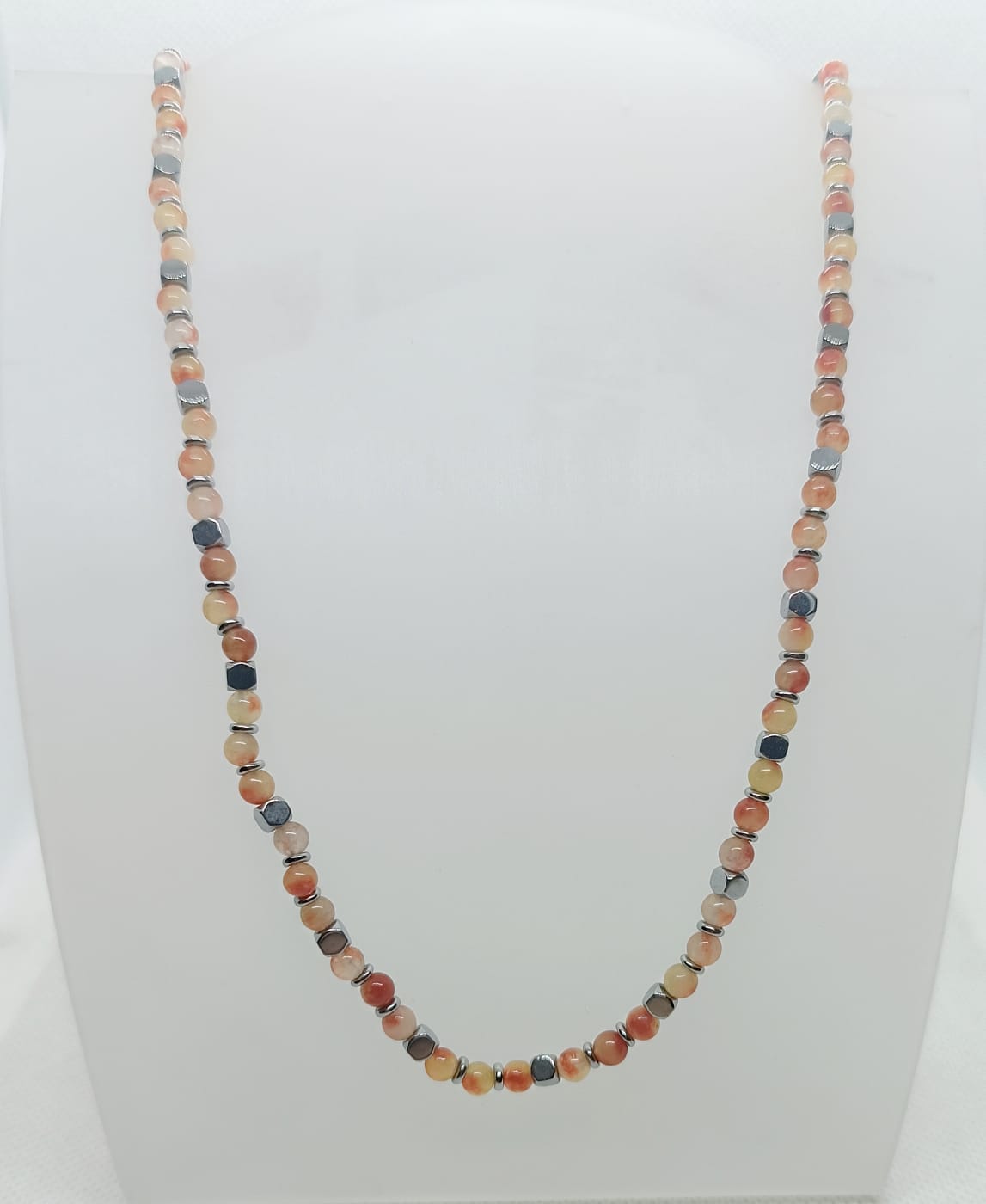 collana in acciaio inossidabile con perline di corniola