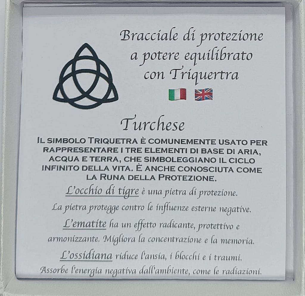 Bracciale di protezione con Triquertra e Turchese