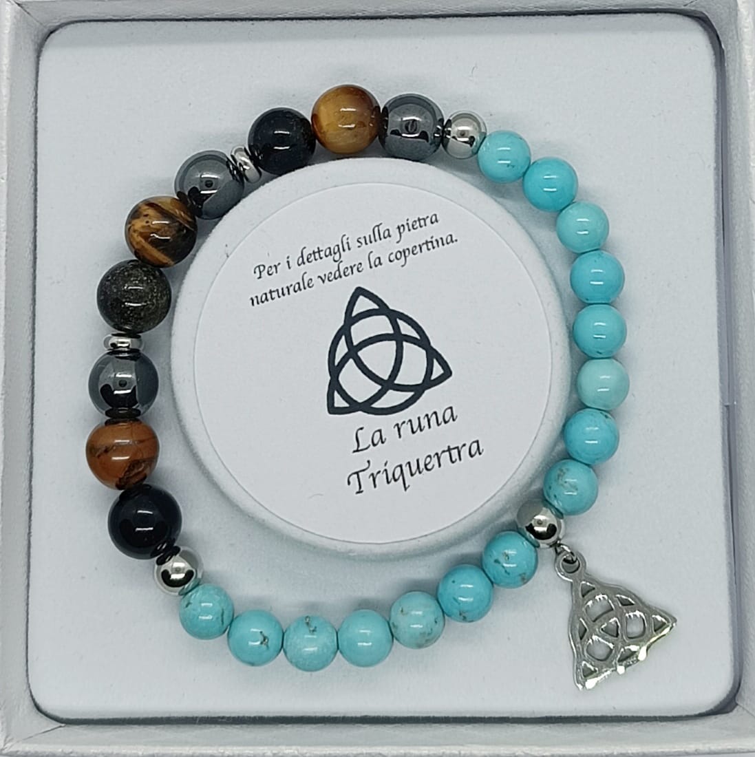 Bracciale di protezione con Triquertra e Turchese