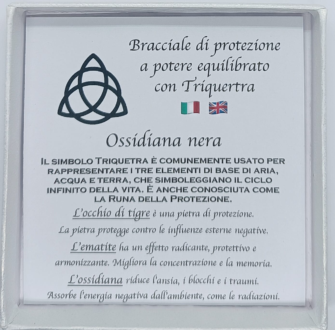 Bracciali di protezione Triquertra Ossidiana Nera
