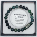 Bracciale Rune Vichinghe Ossidiana dorata e Agata Muschiata