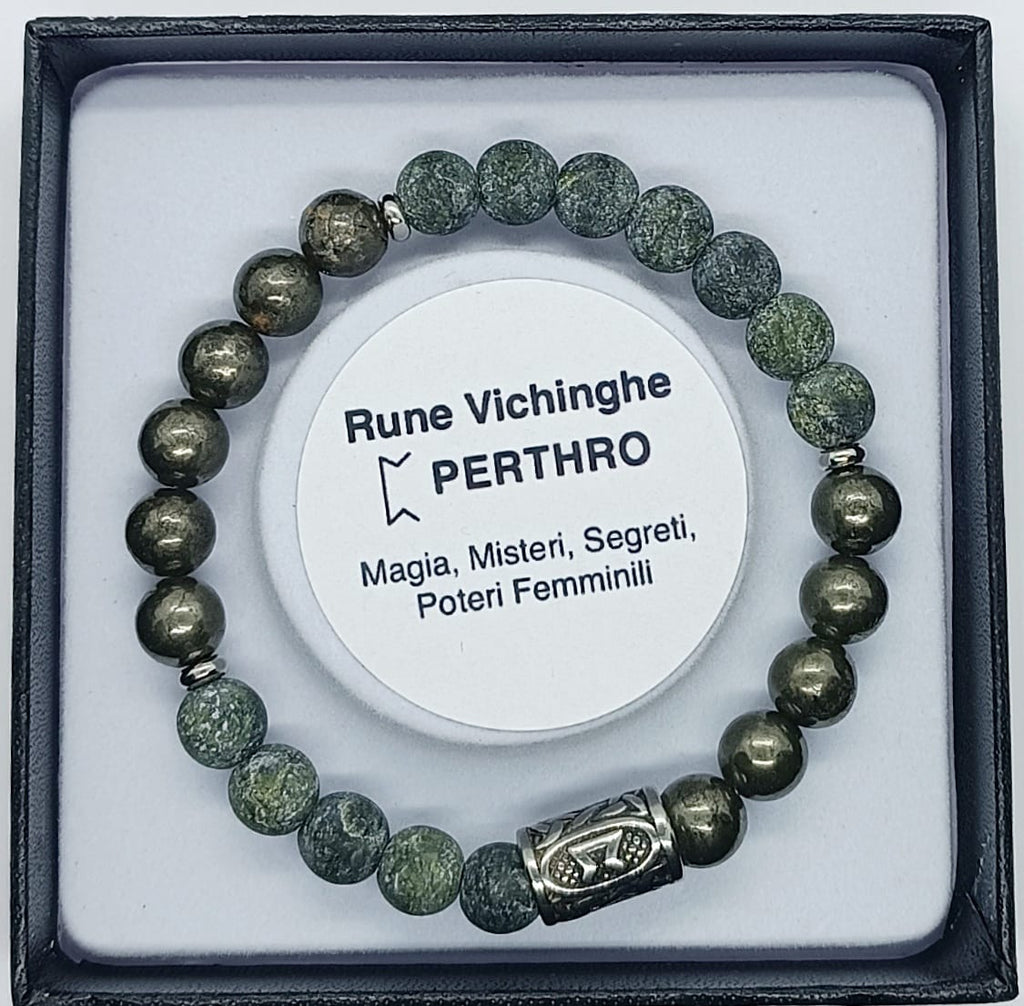 Bracciale Rune Vichinghe Pirite e Zoisite