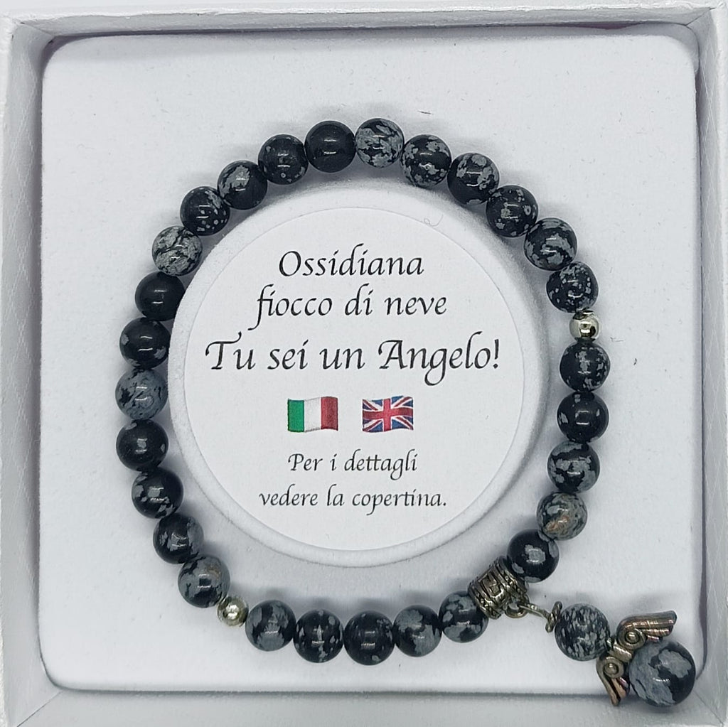 Bracciale Ossidiana fiocco di neve