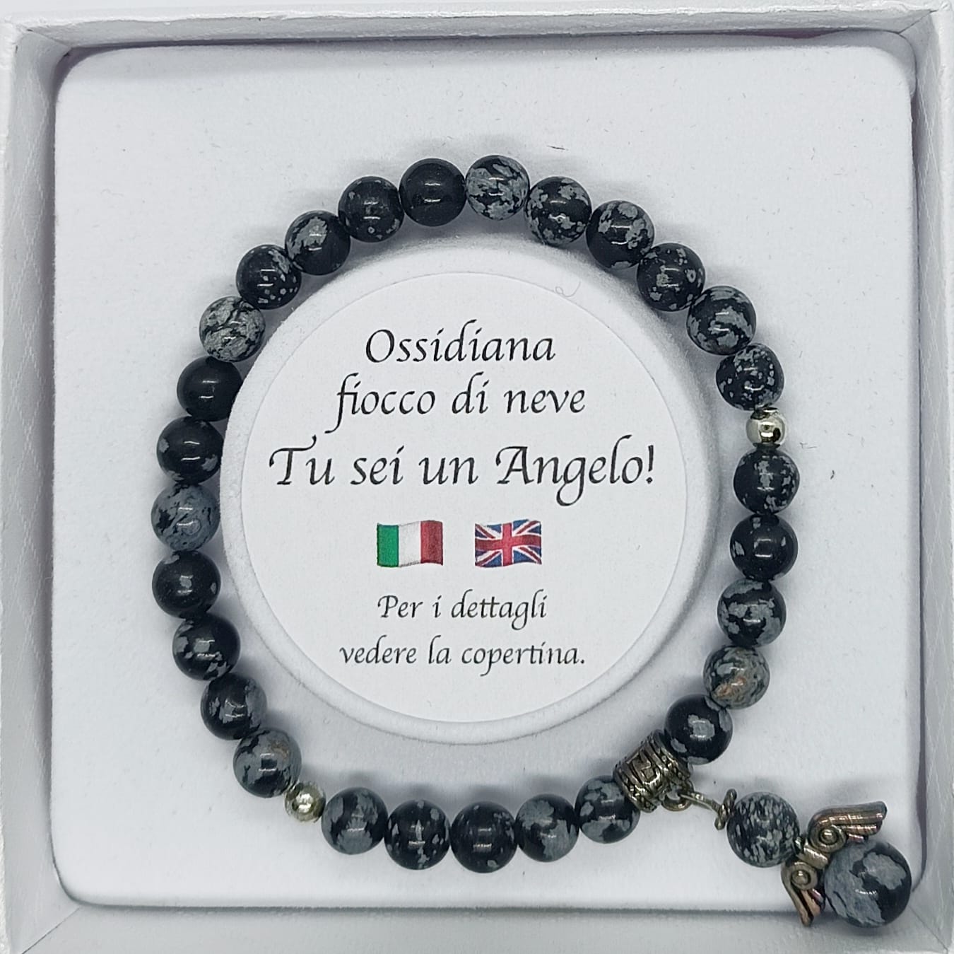 Bracciale Ossidiana fiocco di neve