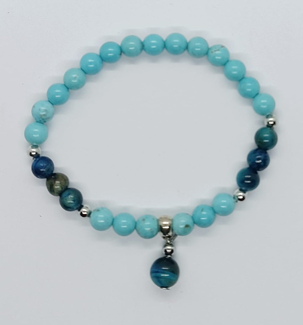 Bracciale turchese e occhio di tigre blu