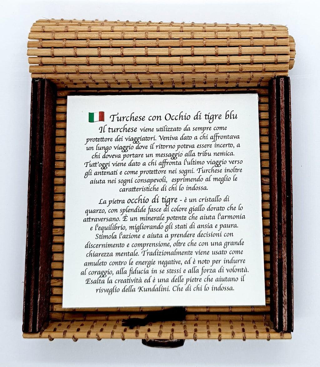 Bracciale turchese e occhio di tigre blu