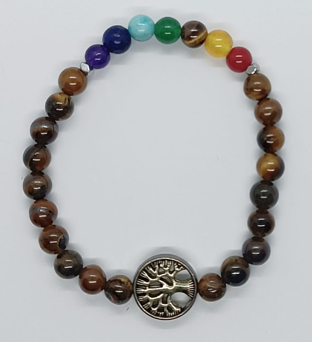 Bracciale Occhio di tigre e 7 chakras