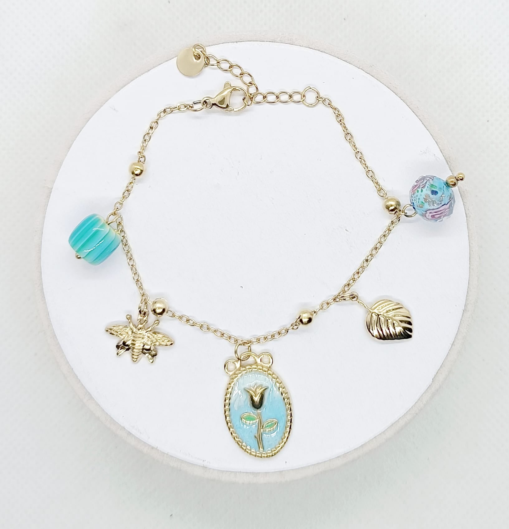 Bracciali con ciondolo floreale in acciaio inossidabile