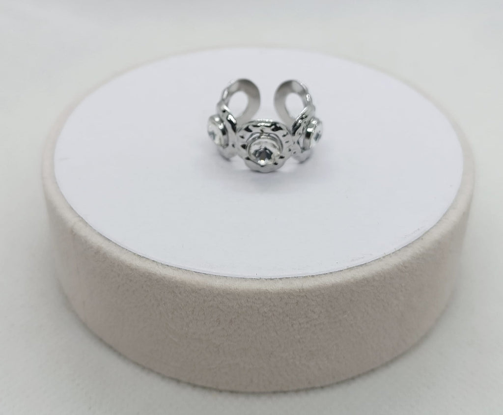 Anelli in acciaio regolabili zircone blu