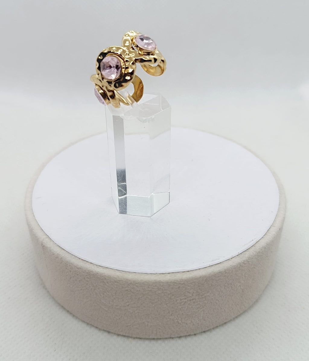 Anelli in acciaio regolabili zircone rosa