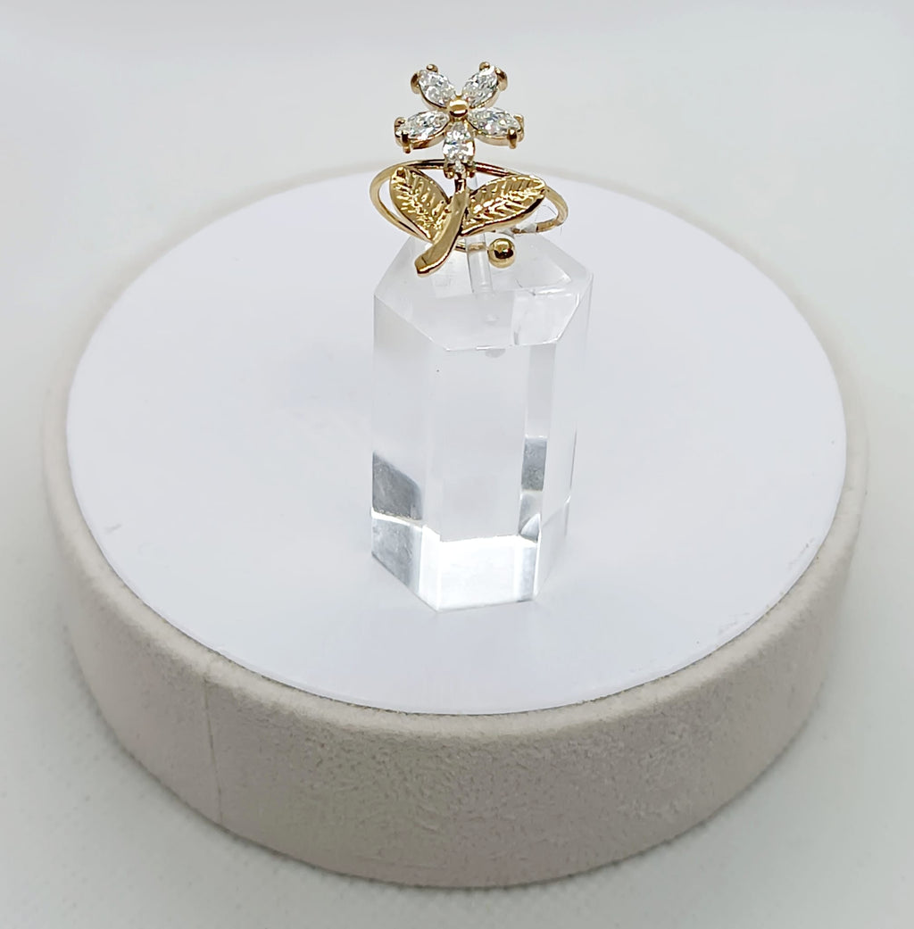 Anello in acciaio regolabile fiore dorato