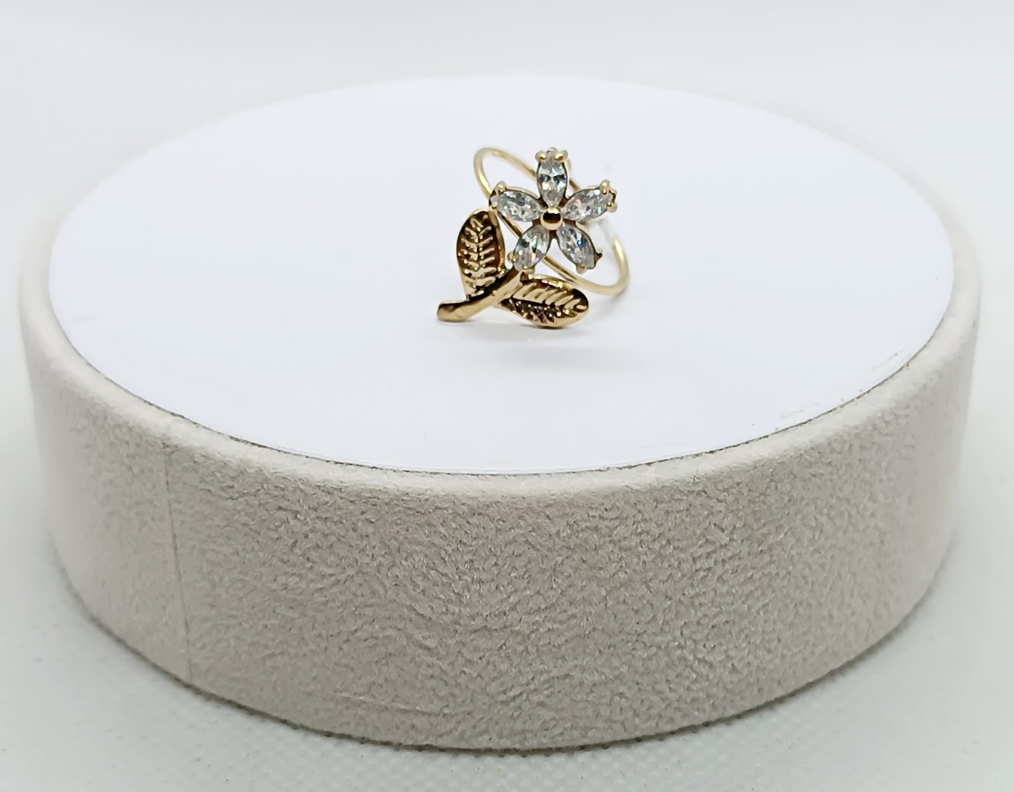 Anello in acciaio regolabile fiore dorato
